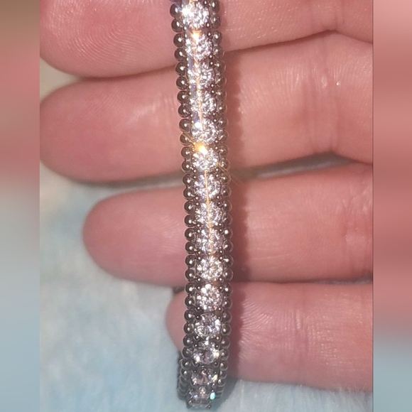 Black rodium over sterling CZ line bracelet - Picture 3 of 10